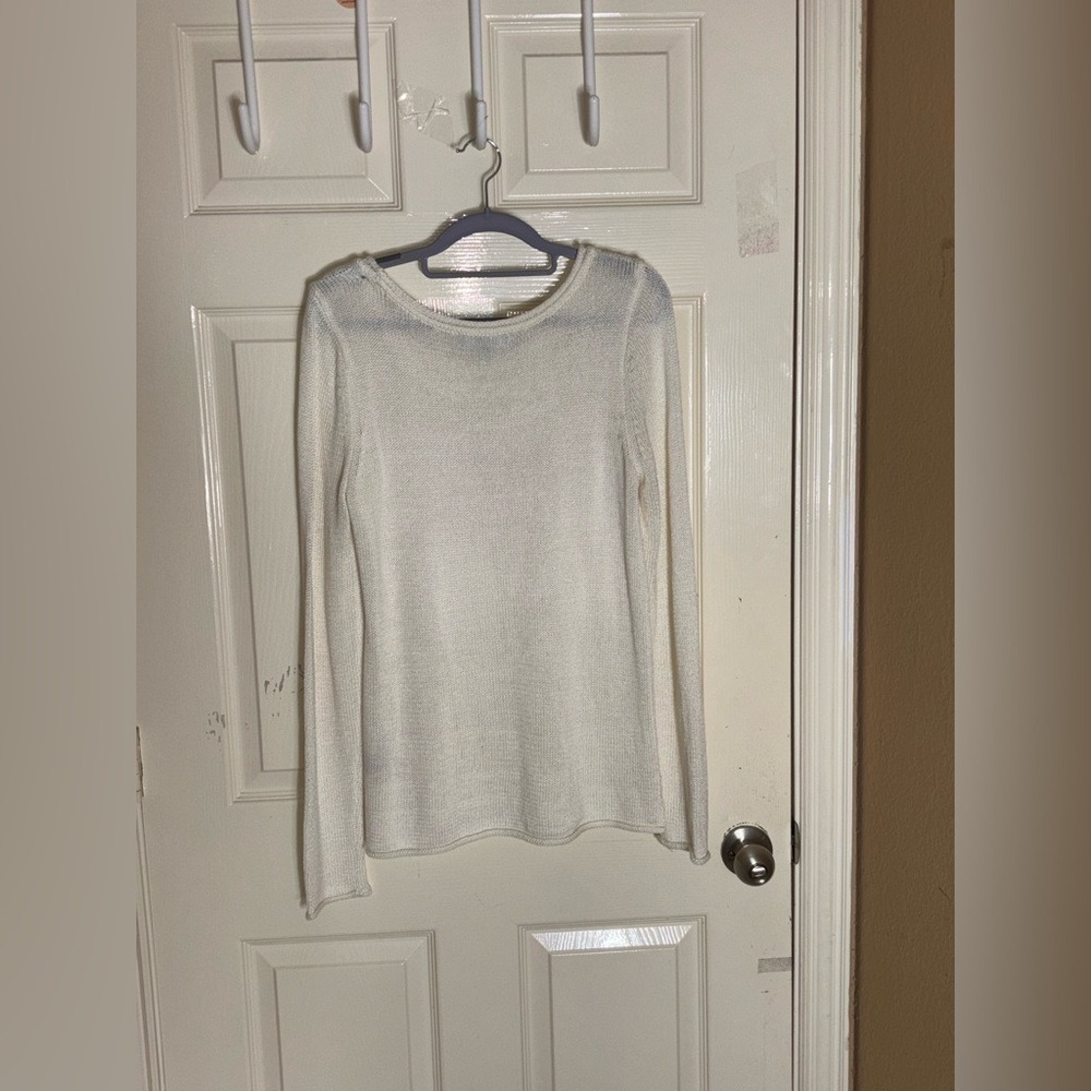 Marled "Summer Vibes" Coral Cream Loose Knit Sweater Size Medium - Picture 7 of 9